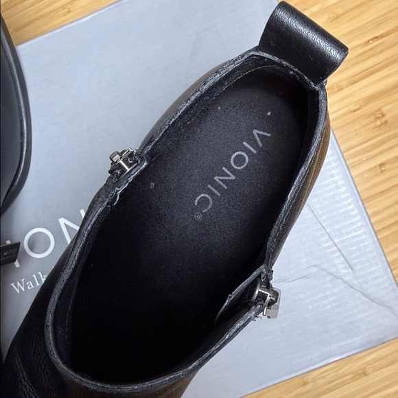 Vionic Black Leather double Side-Zip Booties - Picture 9 of 10
